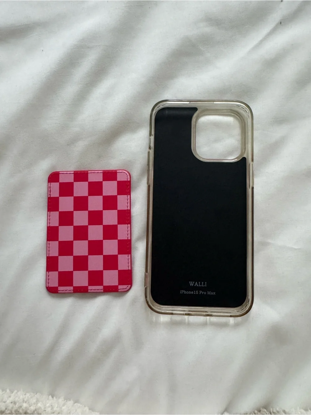 Walli iPhone 15 Pro Max Case with Pink Checker Card Pocket